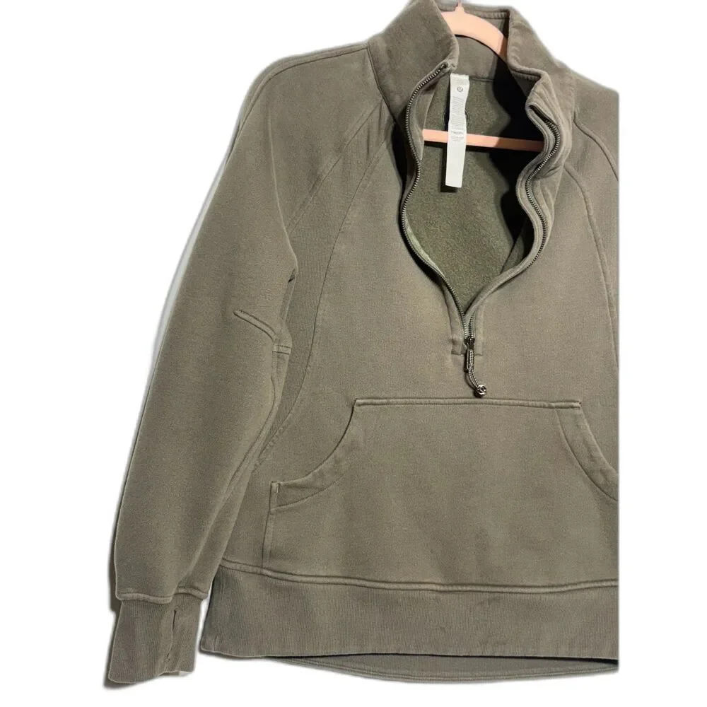 lululemon Scuba Oversized Funnel Neck Half Zip Long Legacy Green XS/S